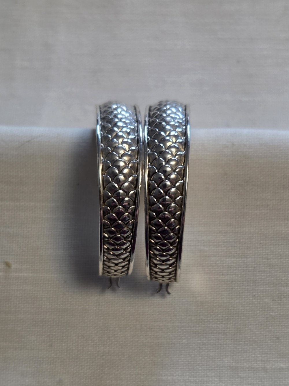 Napier Silver-Tone Scaled Hoop Earrings